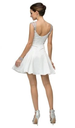 Dancing Queen - 9476 Jeweled Cap Sleeve Sweetheart Satin Cocktail Dress 12 Dancing Queen - 9476 Jeweled Cap Sleeve Sweetheart Satin Cocktail Dress
