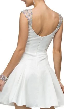 Dancing Queen - 9476 Jeweled Cap Sleeve Sweetheart Satin Cocktail Dress 15 Dancing Queen - 9476 Jeweled Cap Sleeve Sweetheart Satin Cocktail Dress
