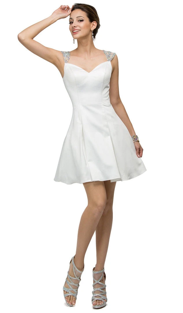 Dancing Queen - 9476 Jeweled Cap Sleeve Sweetheart Satin Cocktail Dress 3 Dancing Queen - 9476 Jeweled Cap Sleeve Sweetheart Satin Cocktail Dress
