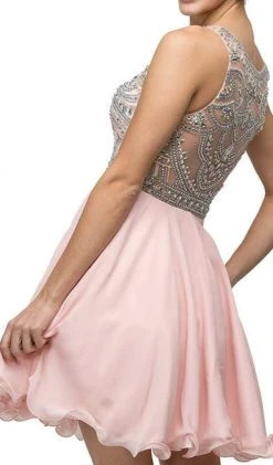 Dancing Queen - 9523 Jewel Crusted Illusion A-Line Homecoming Dress 12 Dancing Queen - 9523 Jewel Crusted Illusion A-Line Homecoming Dress