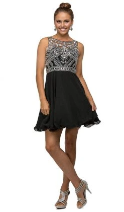Dancing Queen - 9523 Jewel Crusted Illusion A-Line Homecoming Dress 13 Dancing Queen - 9523 Jewel Crusted Illusion A-Line Homecoming Dress