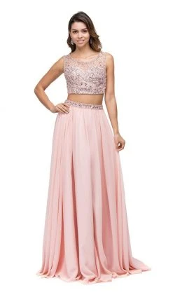 Dancing Queen - 9574 Two-Piece Shimmering Beaded Bodice A-line Prom Dress 9 Dancing Queen - 9574 Two-Piece Shimmering Beaded Bodice A-line Prom Dress