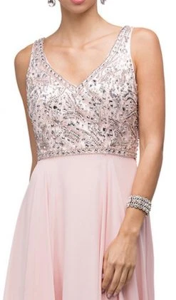 Dancing Queen - 9589 Beaded Bodice Chiffon A-line Prom Dress