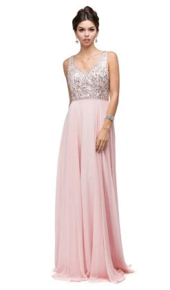 Dancing Queen - 9589 Beaded Bodice Chiffon A-line Prom Dress