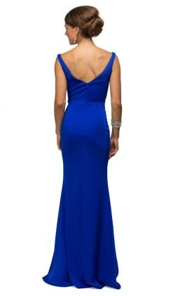 Dancing Queen - 9609 V-Neck Wide Waistband Evening Dress 12 Dancing Queen - 9609 V-Neck Wide Waistband Evening Dress