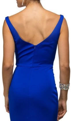 Dancing Queen - 9609 V-Neck Wide Waistband Evening Dress