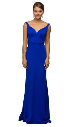 Dancing Queen - 9609 V-Neck Wide Waistband Evening Dress