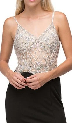 Dancing Queen - 9650 Sheer Jewel Embellished Bodice Evening Dress