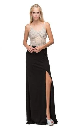 Dancing Queen - 9650 Sheer Jewel Embellished Bodice Evening Dress