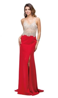 Dancing Queen - 9650 Sheer Jewel Embellished Bodice Evening Dress