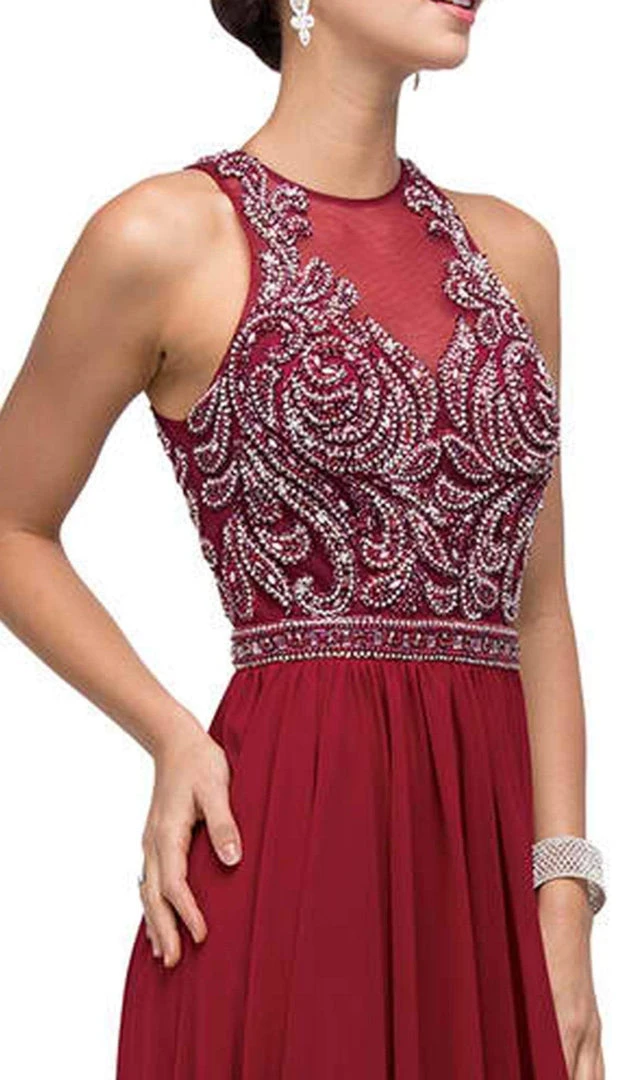 Dancing Queen - 9689 Jeweled High Illusion Long Chiffon A-Line Prom Dress 5 Dancing Queen - 9689 Jeweled High Illusion Long Chiffon A-Line Prom Dress