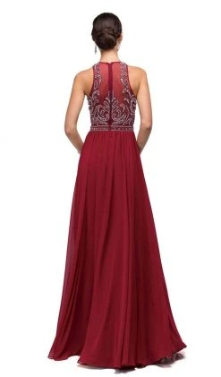 Dancing Queen - 9689 Jeweled High Illusion Long Chiffon A-Line Prom Dress