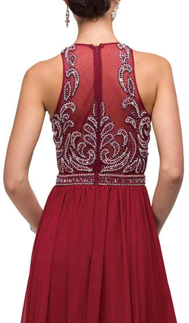 Dancing Queen - 9689 Jeweled High Illusion Long Chiffon A-Line Prom Dress 6 Dancing Queen - 9689 Jeweled High Illusion Long Chiffon A-Line Prom Dress