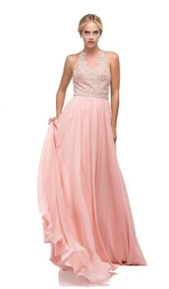 Dancing Queen - 9689 Jeweled High Illusion Long Chiffon A-Line Prom Dress 13 Dancing Queen - 9689 Jeweled High Illusion Long Chiffon A-Line Prom Dress