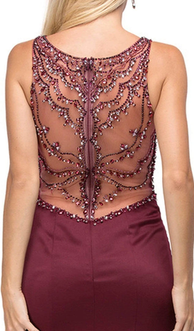 Dancing Queen - 9699 Glamour Embellished Sheer Back Long Mermaid Prom Dress 6 Dancing Queen - 9699 Glamour Embellished Sheer Back Long Mermaid Prom Dress