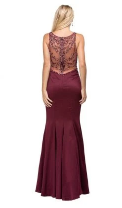 Dancing Queen - 9699 Glamour Embellished Sheer Back Long Mermaid Prom Dress 9 Dancing Queen - 9699 Glamour Embellished Sheer Back Long Mermaid Prom Dress