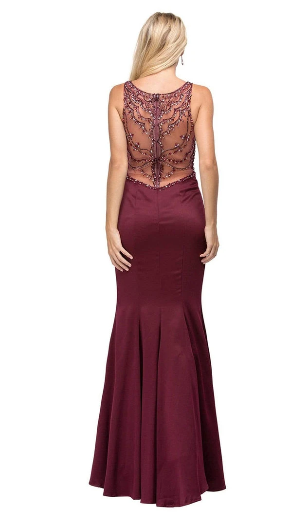 Dancing Queen - 9699 Glamour Embellished Sheer Back Long Mermaid Prom Dress 5 Dancing Queen - 9699 Glamour Embellished Sheer Back Long Mermaid Prom Dress