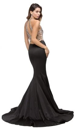 Dancing Queen - 9706 Teardrop Back Cutout Beaded Ornate Prom Dress