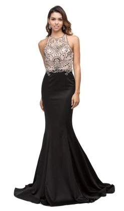 Dancing Queen - 9706 Teardrop Back Cutout Beaded Ornate Prom Dress