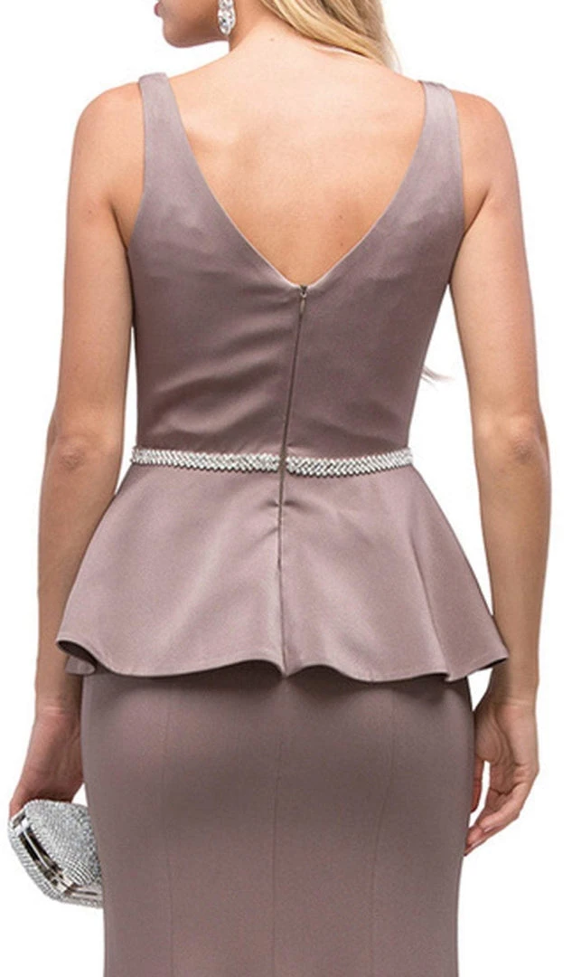 Dancing Queen - 9750 Jewel Encrusted V-Neck Peplum Evening Dress 6 Dancing Queen - 9750 Jewel Encrusted V-Neck Peplum Evening Dress