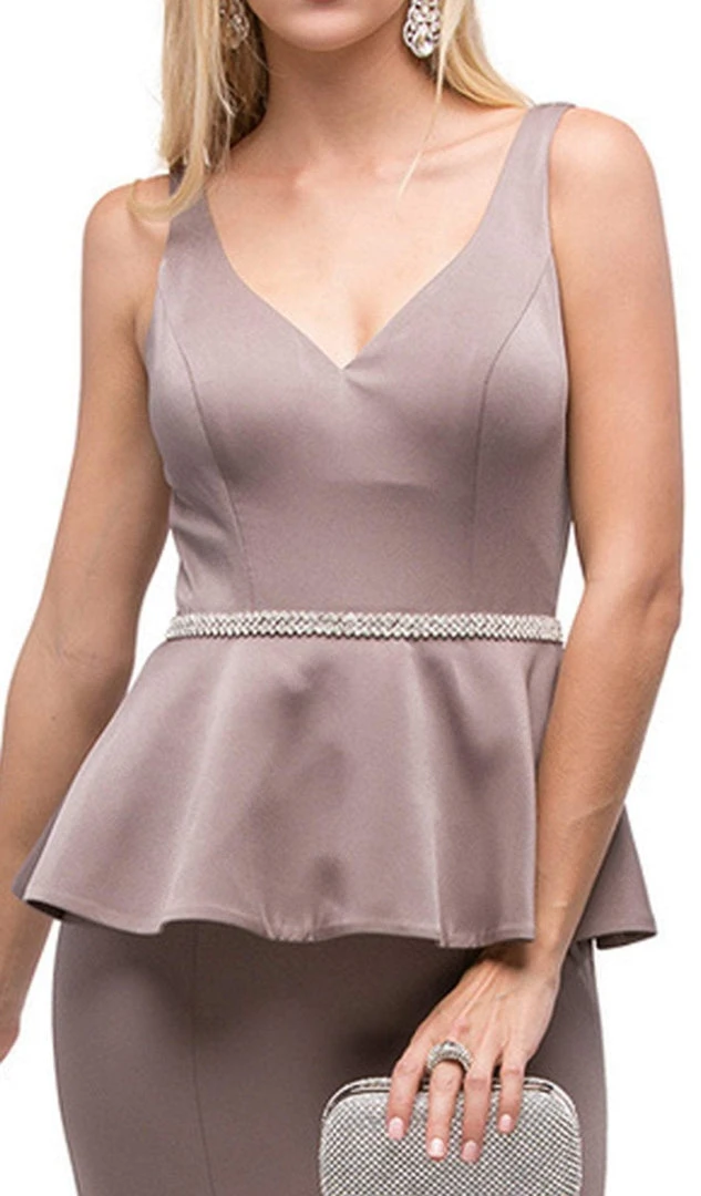 Dancing Queen - 9750 Jewel Encrusted V-Neck Peplum Evening Dress 5 Dancing Queen - 9750 Jewel Encrusted V-Neck Peplum Evening Dress