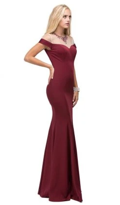 Dancing Queen - 9752 Long Mock Off-the-Shoulder Illusion Prom Dress