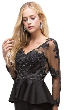 Dancing Queen - 9765 Attractive Lace Beaded Bodice Long Prom Dress