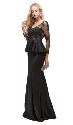 Dancing Queen - 9765 Attractive Lace Beaded Bodice Long Prom Dress