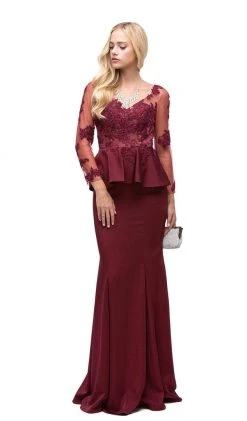 Dancing Queen - 9765 Attractive Lace Beaded Bodice Long Prom Dress