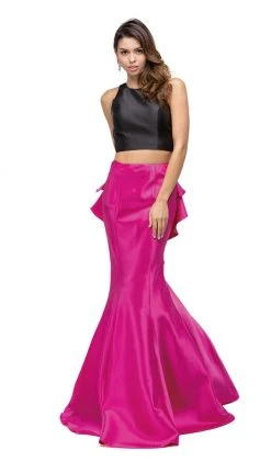 Dancing Queen - 9767 Two Piece Trumpet Silhouette Prom Dress With Ruffled Back
