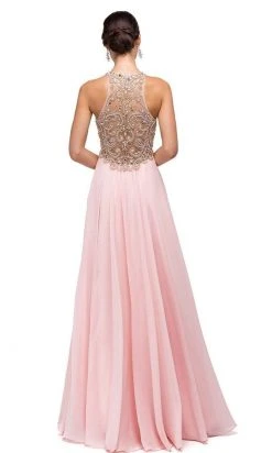 Dancing Queen - 9776 Chiffon Halter A-Line Evening Dress