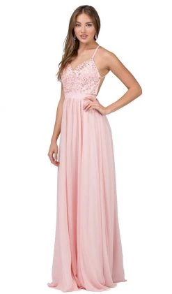 Dancing Queen - 9850 Beaded Lace V-neck A-line Prom Dress 12 Dancing Queen - 9850 Beaded Lace V-neck A-line Prom Dress