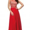 Dancing Queen - 9856 Illusion Bateau Gilded Evening Gown