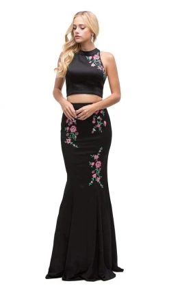 Dancing Queen - 9873 Two Piece Halter Mermaid Evening Dress 9 Dancing Queen - 9873 Two Piece Halter Mermaid Evening Dress