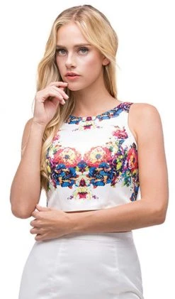 Dancing Queen - 9883 Two Piece Floral Print Mermaid Prom Dress