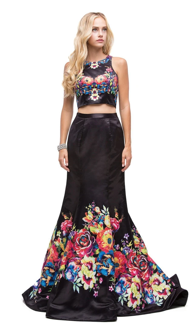 Dancing Queen - 9883 Two Piece Floral Print Mermaid Prom Dress 5 Dancing Queen - 9883 Two Piece Floral Print Mermaid Prom Dress
