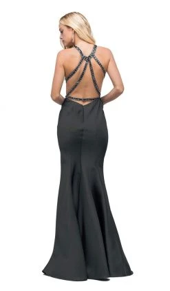 Dancing Queen - 9906 Embellished Halter Neck Mermaid Prom Dress