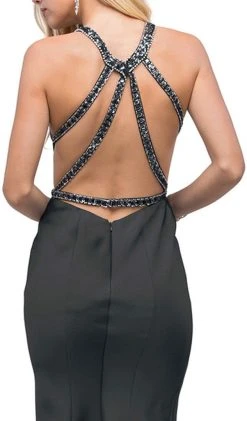 Dancing Queen - 9906 Embellished Halter Neck Mermaid Prom Dress