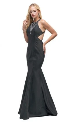 Dancing Queen - 9906 Embellished Halter Neck Mermaid Prom Dress