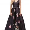 Dancing Queen - 9920 Attractive Long V-Neck Floral Print Prom Dress 1 Dancing Queen - 9920 Attractive Long V-Neck Floral Print Prom Dress