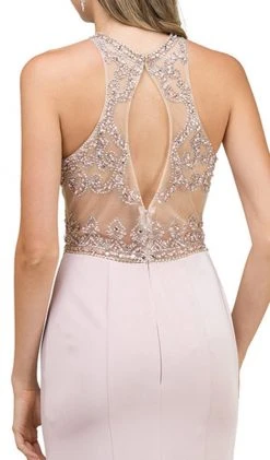 Dancing Queen - 9974 Beaded Illusion Halter Evening Dress With Slit 11 Dancing Queen - 9974 Beaded Illusion Halter Evening Dress With Slit