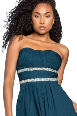 Elizabeth K - GL1017 Sweetheart Sequined Empire Waist Dress