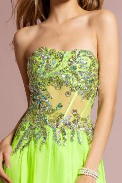 Elizabeth K - GL1085 Embellished Sweetheart Chiffon A-line Dress