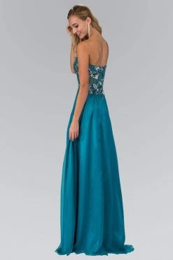 Elizabeth K - GL1085 Embellished Sweetheart Chiffon A-line Dress