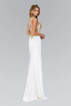 Long Dresses Elizabeth K - GL1343 Embellished Illusion Neck Jersey Gown