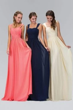 Elizabeth K - GL1386 Sleeveless Shoulder Straps Chiffon Long Dress