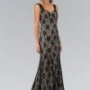 Elizabeth K - GL1396 Long Contrast Lace Sheath Gown 2 Elizabeth K - GL1396 Long Contrast Lace Sheath Gown