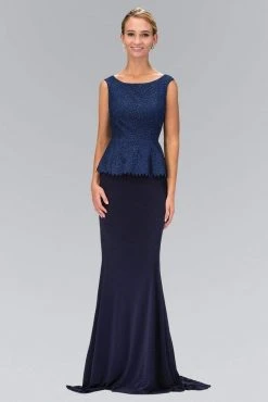 Elizabeth K - GL1422 Laced Bateau Neck Gown Long Dresses 6 Elizabeth K - GL1422 Laced Bateau Neck Gown Long Dresses