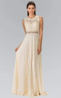 Elizabeth K - GL1460 Sleeveless Beaded Lace Long Dress