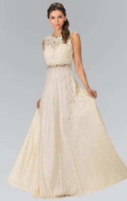 Elizabeth K - GL1460 Sleeveless Beaded Lace Long Dress